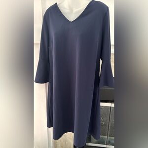 EST 1946 Navy‎ Blue V Neck Bell Sleeve Shift Dress Women's Size L